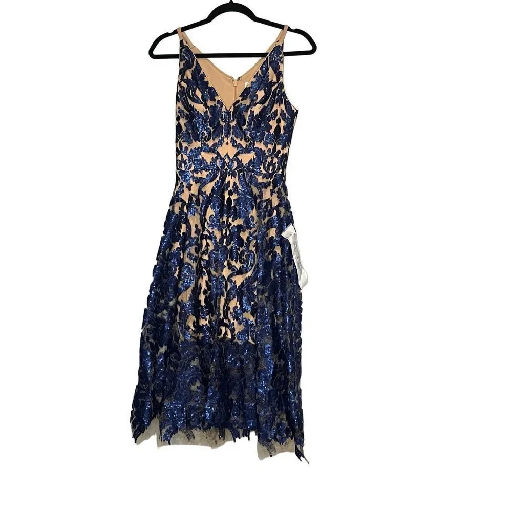 Dress The Population Women's Blair Embellished Fit & Flare Dress Black/Nude XS‎ - Picture 8 of 15